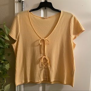 madewell tie-front golden yellow top